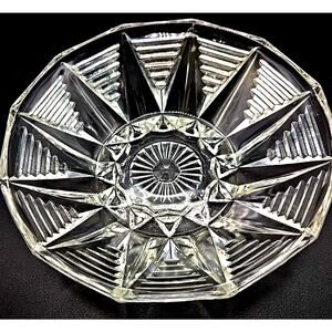 Vtg Anchor Hocking 158 Clear 12 Sided Pressed Glass Candy Trinket Dish Geometric